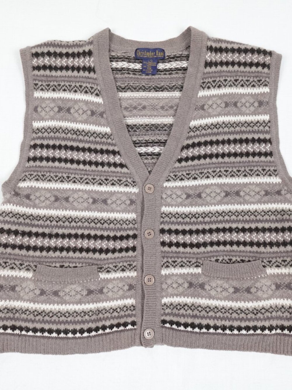 Vintage The Bay Christopher Rand Lambswool Silk Knit Sweater Vest Men's Large